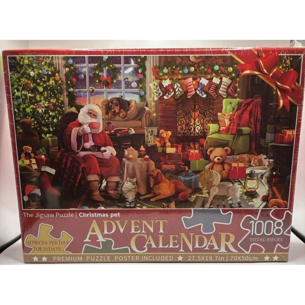Christmas Celebration Jigsaw Puzzle Advent Calendar  1008 Pieces 42 Pc A Day NEW